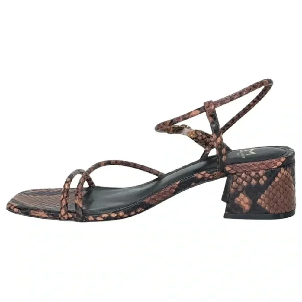 Marc Fisher LTD Womens Sandal 8.5M Jiny2 Brown Snake Print Block Heel - Picture 3 of 16